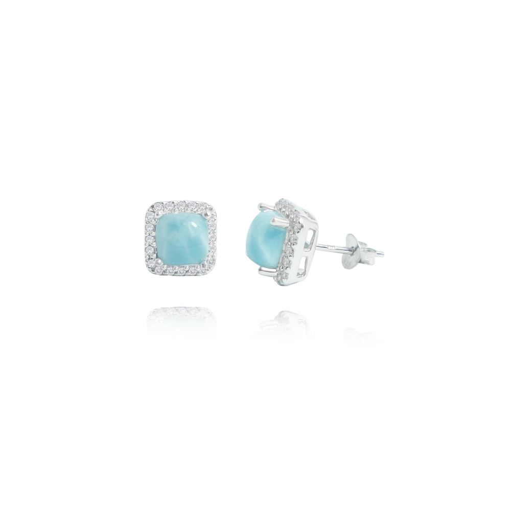 Silver 925 Larimar Stud Earrings